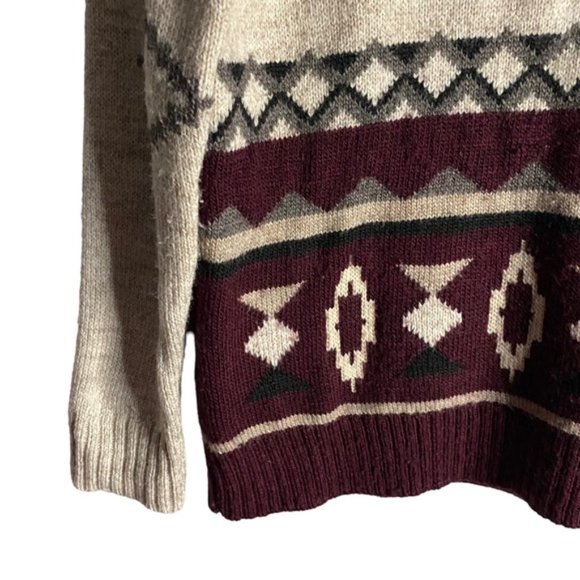 American Eagle Aztec Tribal Crewneck Soft Knit Wool Sweater - Picture 4 of 8